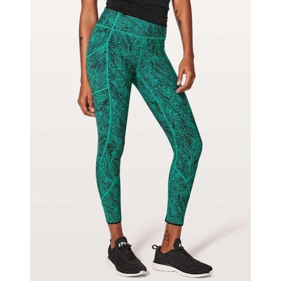Lululemon Tight Stuff Tight II Kitakami Viridian Green Black Size 2 - Picture 3 of 8